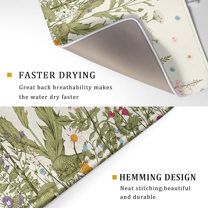 Aportt Spring Floral Wildflower Dish Drying Mat - Image 5