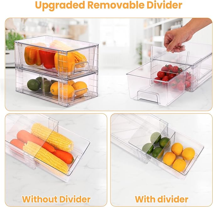 4 Pack Stackable Storage Drawers, Plastic Organizers Bins, Drawers Storage - Image 7