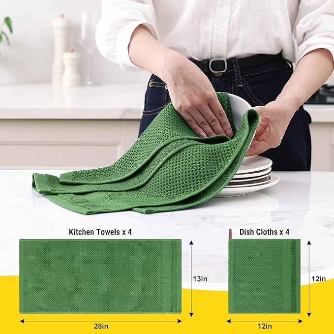 Homaxy Kitchen Towels and Dishcloths Set, 12 x 12 and 13 x 28 Inches, Super - Image 2