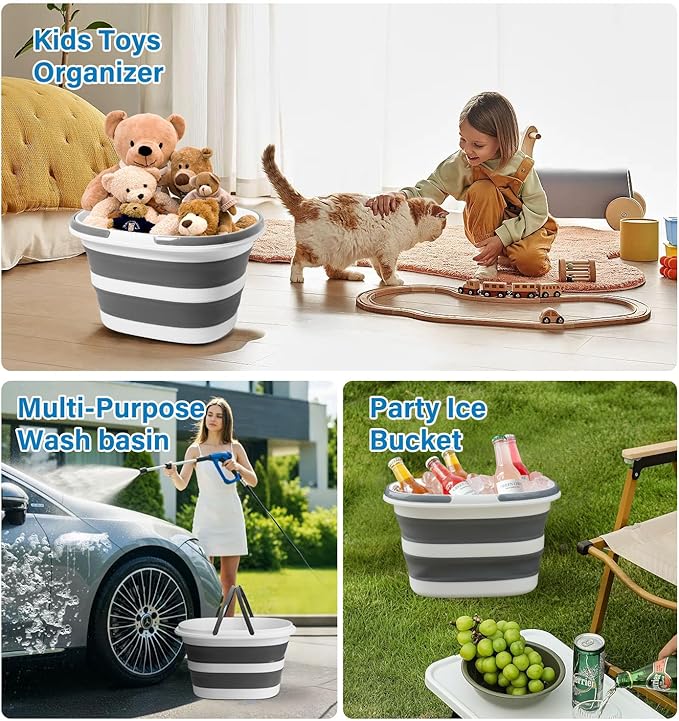 Collapsible Bucket 16L with Handles, Cleaning Mop Bucket Space Saving Foldable - Image 6