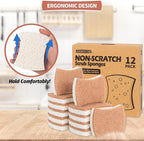 HOMERHYME Natural Dish Sponge 12 Pack, Non-Scratch Scrub Kitchen Sponge - Image 8