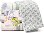 MosJos Kitchen Towels, Cotton Hand Towels White & Turquoise Mini Weaved by MosJos