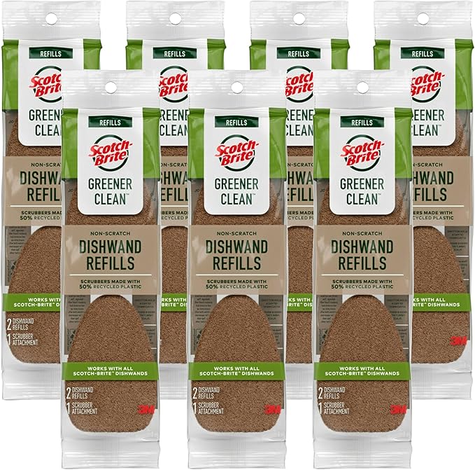 Scotch-Brite Greener Clean Non-Scratch Dishwand Refill, 14 Dish Wand Sponge by Scotch-Brite