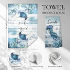 Nautical Hand Towels, Coastal Beach Bathroom Decor, Manta Ray Octopus Jellyfish - Image 2