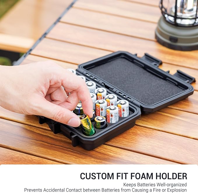 24 Slots CR2 CR123 CR123A Lithium Battery Organizer Case, IP67 Waterproof Hard - Image 2
