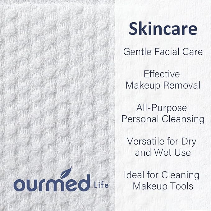 Ourmed Life Face Towels, Disposable Biodegradable Clean Facial Wash Cloth - Image 3