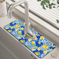 Blue Tiles and Yellow Lemon Sink Faucet Absorbing Mat Sink Splash Guard Faucet by Unknown