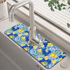 Blue Tiles and Yellow Lemon Sink Faucet Absorbing Mat Sink Splash Guard Faucet by Unknown