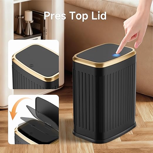 TIPGO Bathroom Trash Can with Lid, 2.1 Gallon / 8 Liter Small Garbage Can - Image 4