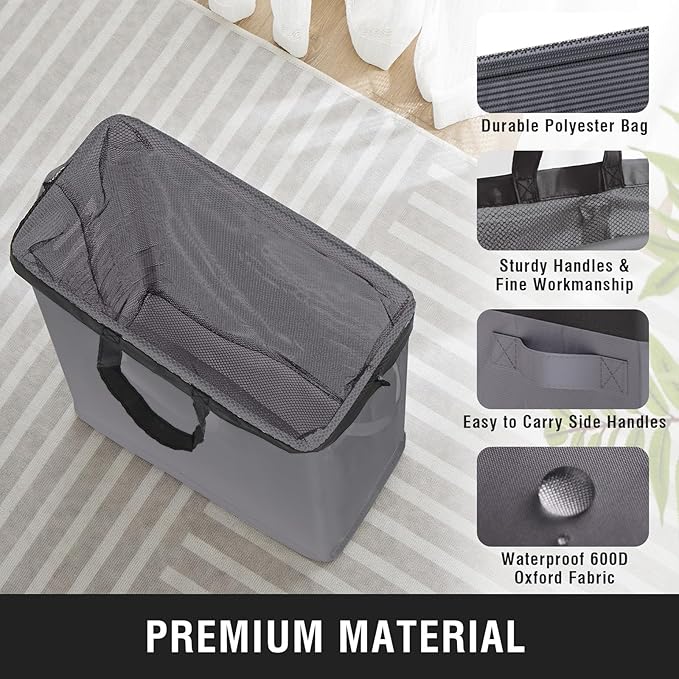Slim Laundry Hamper with Removable Inner Bag and Side Handles, 45L Small - Image 4