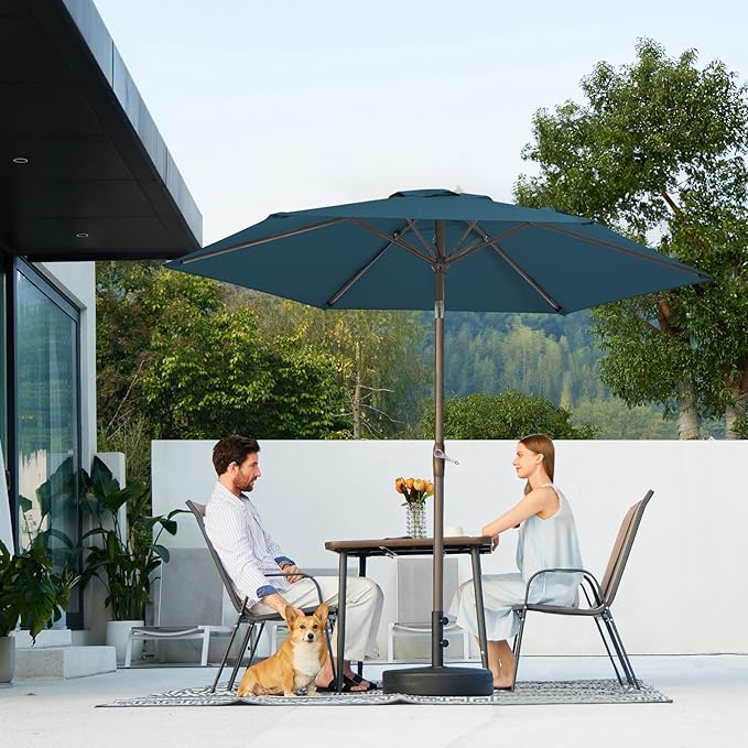 JEAREY 7.5FT Patio Umbrella Outdoor Market Umbrella with 6 Sturdy Ribs, Push Button Tilt/Crank Table Umbrella for Garden, Deck, Backyard and Pool, Lake Blue - Image 6