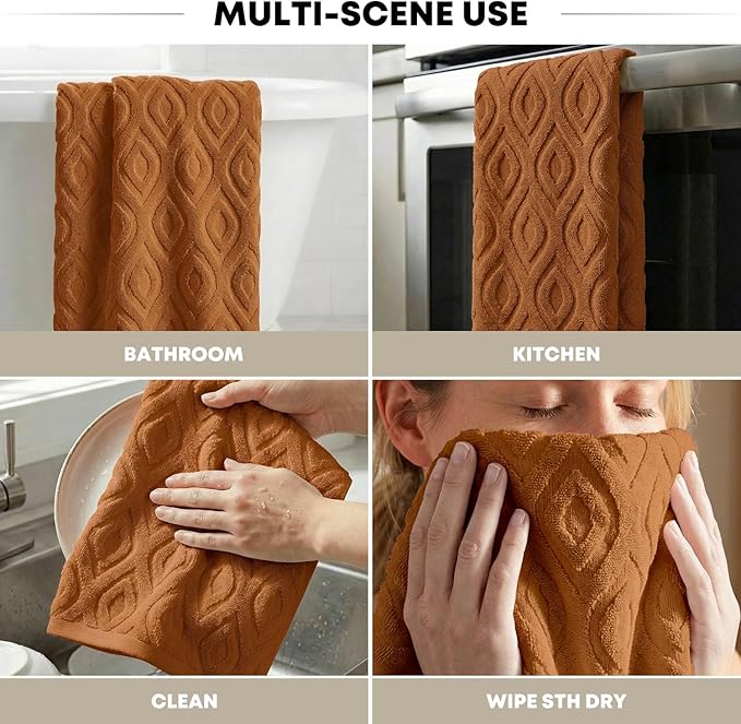 Artoid Mode 1 Pc Caramel 3D Diamond Grid Jacquard Hand Towels - Image 6