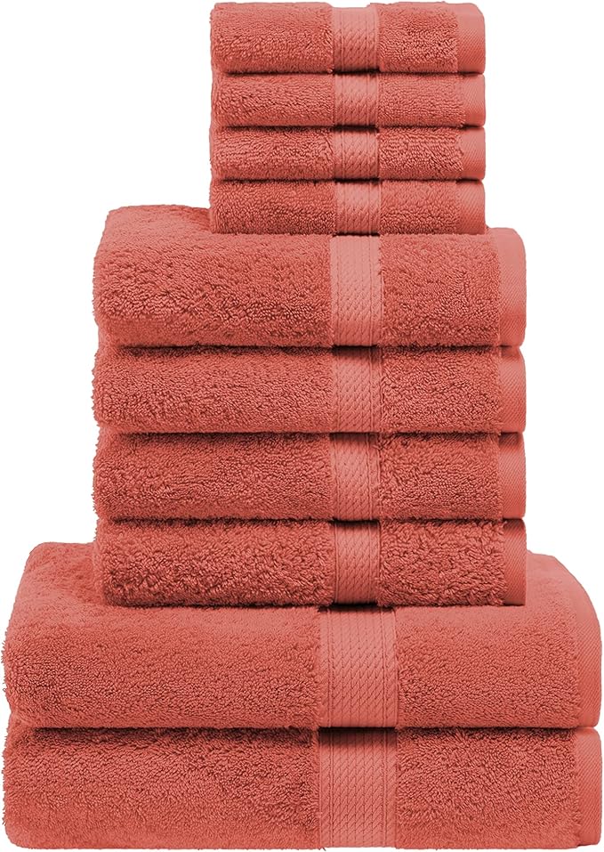 SUPERIOR Egyptian Cotton Solid Towel Set, Washcloths 13” x 13”, Hand Towels 20” by SUPERIOR