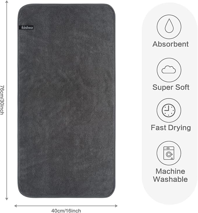 KinHwa Microfiber Bathroom Hand Towel Gym Towels Ultra Soft Super Absorbent - Image 2
