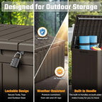 Greesum 110 Gallon Outdoor Storage Box with Lockable Lid, All-Weather Solution for Patio Furniture, Pool Supplies & Garden Tools, Waterproof, UV-Resistant Large Deck Box, Brown - Image 2
