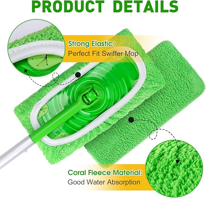 12Pcs Reusable Microfiber Mop Pads Compatible - Image 3