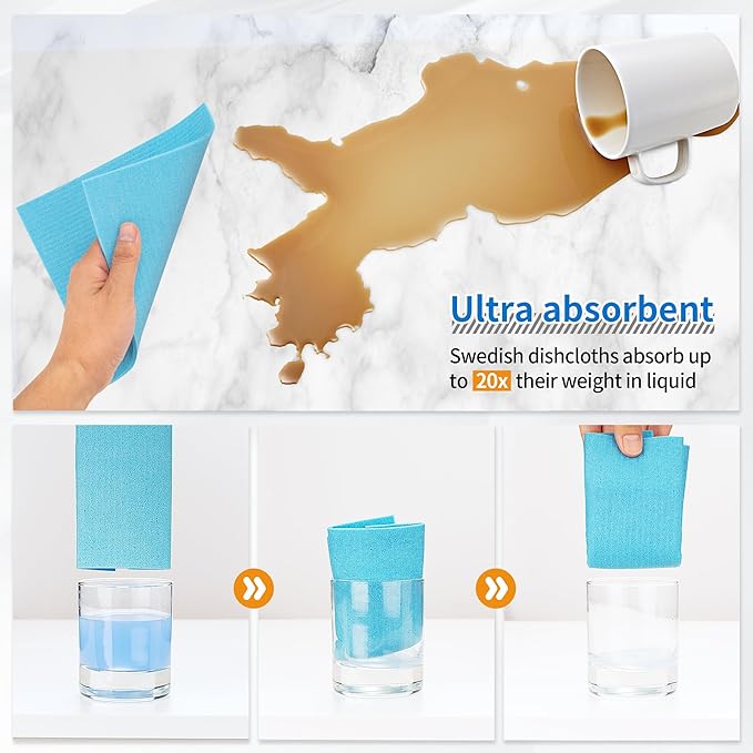HOMERHYME Swedish Dishcloths, 18 Pack Kitchen Towels Dish Rags, Absorbent - Image 4