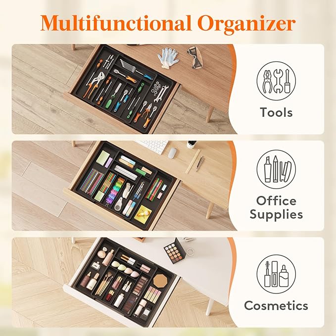Lifewit Utensil Organizer for Kitchen Drawer, Expandable Cooking Silverware Tray - Image 8