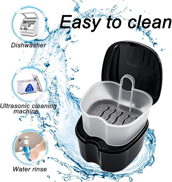Black Denture Soaking Container Partial Denture Case, Orthodontic Retainer - Image 3