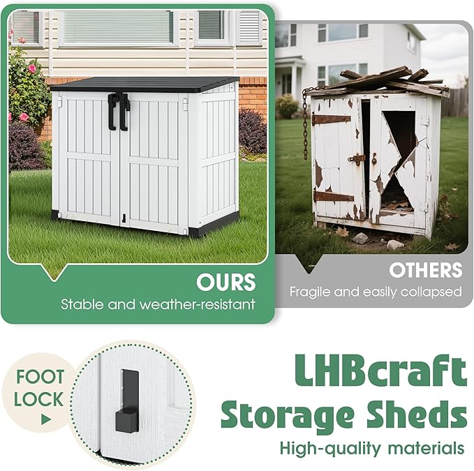 LHBcraft Outdoor Storage Cabinet 36 Cu Ft with Lockable Doors, Portable Horizontal Resin Storage Shed -Easy to Assemble, Waterproof Outdoor Storage Box for Backyards,Patios - Image 6