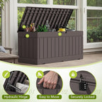 Devoko 78 Gallon Deck Box, Waterproof Resin Outdoor Storage Box for Outside and Patio, Outdoor Storage Bench Lockable for Patio Furniture, Garden Tools and Pool Supplies (Brown, 78 Gallon) - Image 2