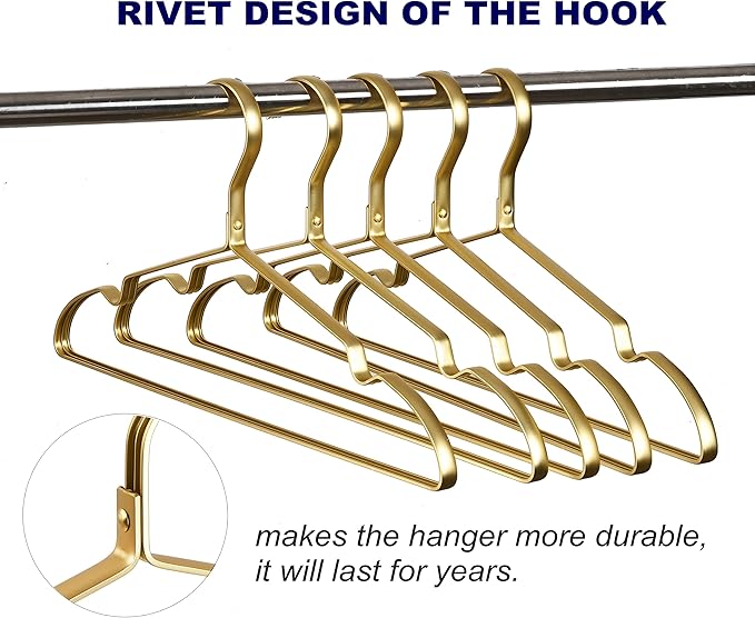 Amber Home 20 Pack Premium Matte Gold Aluminum Coat Hangers, 16.5” Extra Smooth - Image 7
