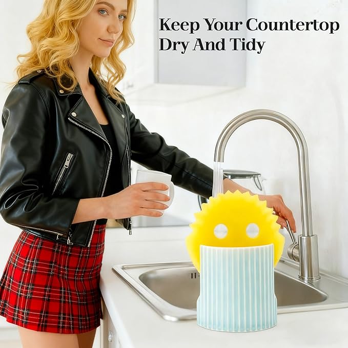 Ceramic Sponge Holder for Kitchen Sink, Sink Caddy Organizer, Dish Sponge - Image 11