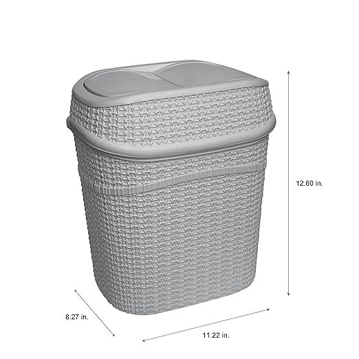 Bath Bliss 2 Pack Sailor Knot Swing Top Waste Bin | Dimensions: 11.22" x 8.27" - Image 2