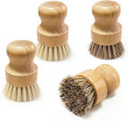 Bamboo Dish Brush Set, 4 Pack, Plastic-Free, Dish Scrubber & Vegetable Brush by Waisul