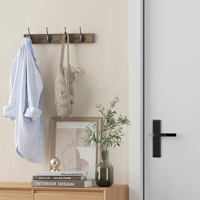 Coat Hooks Wall Mounted, Wooden Hat Rack - Image 2