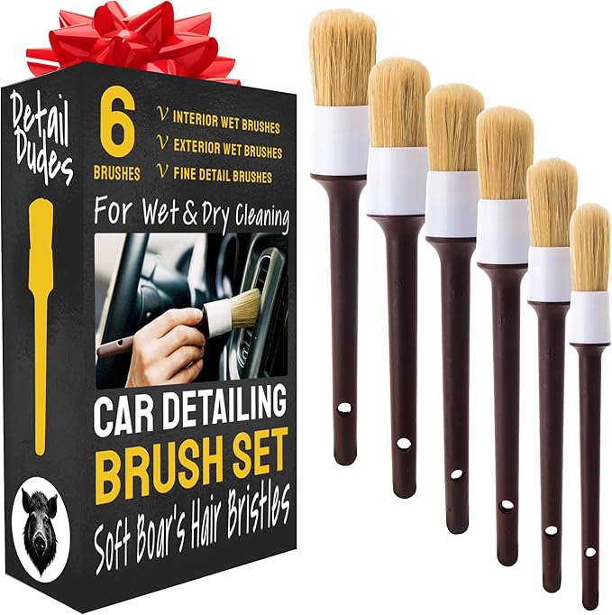 Soft Boar Hair Car Detailing Brush Set by DetailDudes