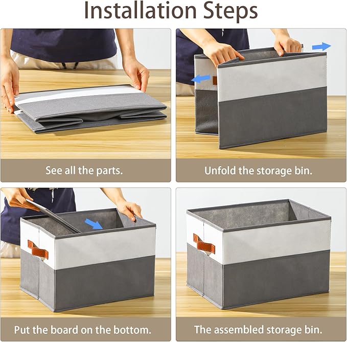 6 Pack Large Storage Bins with Handle, Collapsible Storage Basket - Image 8