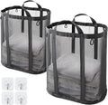 Mesh Laundry bag with Handles, 42L Collapsible Laundry Basket with 2 Hooks by TECHMILLY