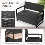 Tangkula 40 Gallon Outdoor Bench with Storage, Patio Wicker Storage Bench with Cushion, Cover, Metal Frame, Deck Box Seat for Backyard, Poolside, Balcony, Garden - Image 8