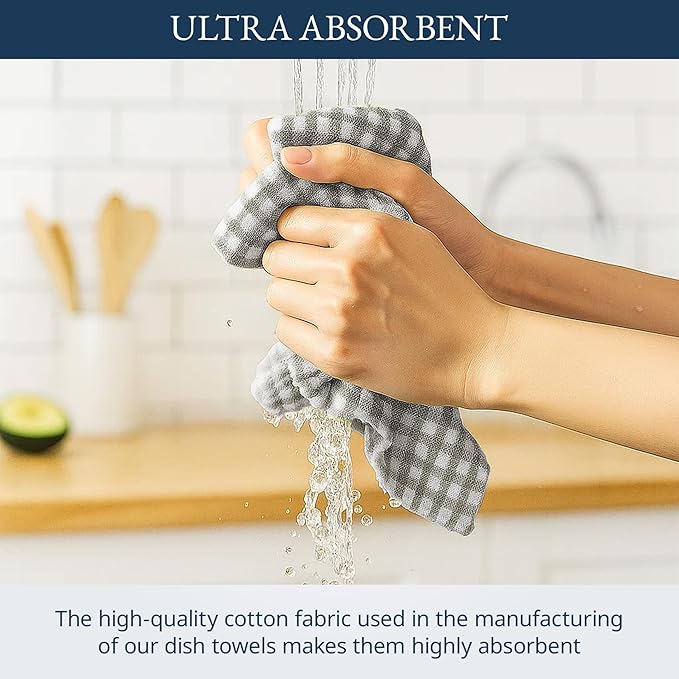 LANE LINEN Cotton Kitchen Towels Set, Quick-Drying Dish Towels, Tea Towels - Image 5