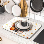 Autumn Pumpkin Dish Drying Mat 16x18 Inch Sunflower Flower Vase Washable - Image 5