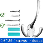 IBosins 6 Pack Big Heavy Duty Three Prongs Coat Hooks Wall Mounted - Image 2