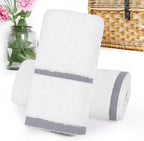 PiccoCasa Set of 2, 750 GSM Luxury White Hand Towels - Image 9