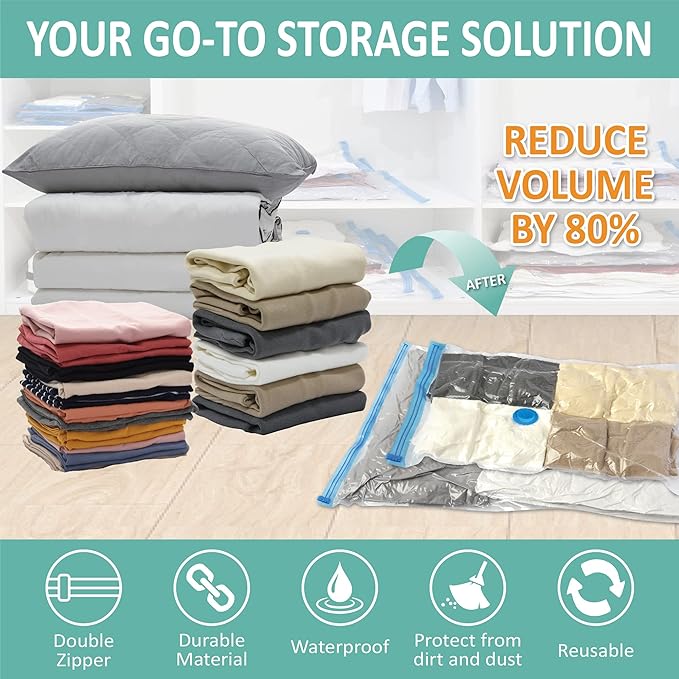 Cozy Essential Vacuum Storage Bags, Compression Space Saver Bags - Image 2