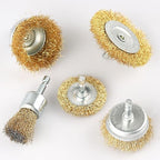 5 Pcs Wire Brush for Drill Set, Brass Wire Wheel for Drill, 1/4 Inch Hex Shank - Image 3