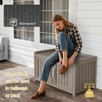 Storage Bench - 2 Doors Waterproof Resin Shoe Bench with Adjustable Shelves - Indoor & Outdoor Use, Entryway Bench with Seating for Bedroom, Living Room, Hallway - Grey - Image 4