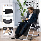 VINGLI Padded Zero Gravity Chair, Lounge Chair with Removable Cushion & Tray， Folding Reclining Patio Chairs， Recliner Chair for Lawn，Indoor Outdoor-Black - Image 4
