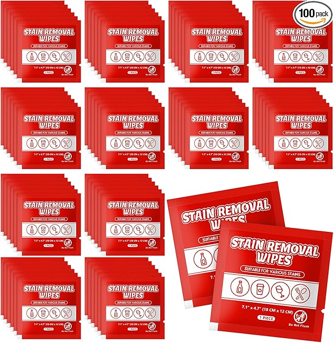 Stain Remover Wet Wipes Bulk, Individual Wrapped Clothes Portable Travel Messy by RSQAZQ