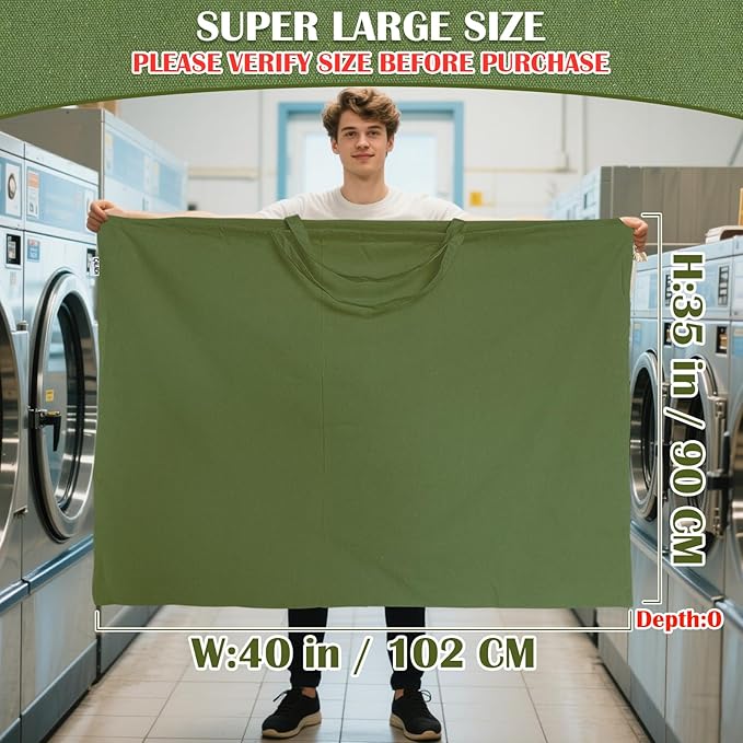 Canvas Laundry Bag 40"W x 35"H, Thick Canvas Laundry Bag - Image 3
