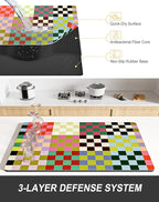 Rnivvi Dish Drying Mat for Kitchen Counter, 12 x 19" Cute Checkered Absorbent - Image 4