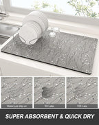Rnivvi Dish Drying Mat for Kitchen Counter, XL 15 x 24" Cute Flower Theme - Image 3