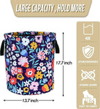 Folk Floral Art Laundry Basket Beautiful Flowers Foldable Oxford Cloth Funny - Image 4