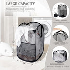 2 Pack Laundry Basket, Foldable Mesh Pop-up Laundry Hamper - Image 4