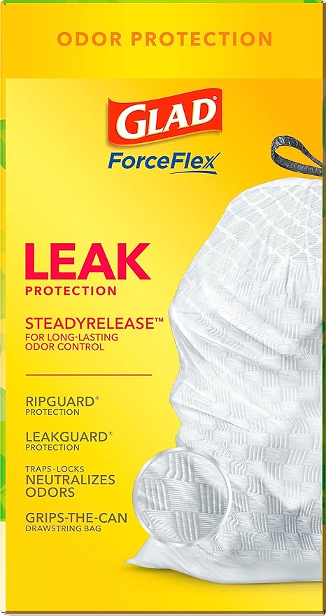Glad ForceFlex Tall Kitchen Drawstring Trash Bags, 13 Gal, Gain Original - Image 11