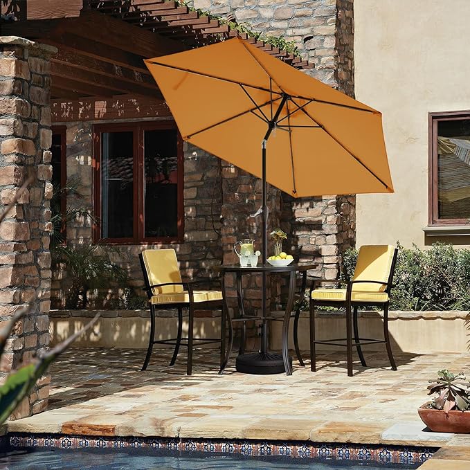 JEAREY 7.5FT Patio Umbrella Market Table Umbrella with 6 Sturdy Ribs, Push Button Tilt/Crank Outdoor Umbrella for Garden, Deck, Backyard, Pool and Beach,Tropical Orange - Image 2